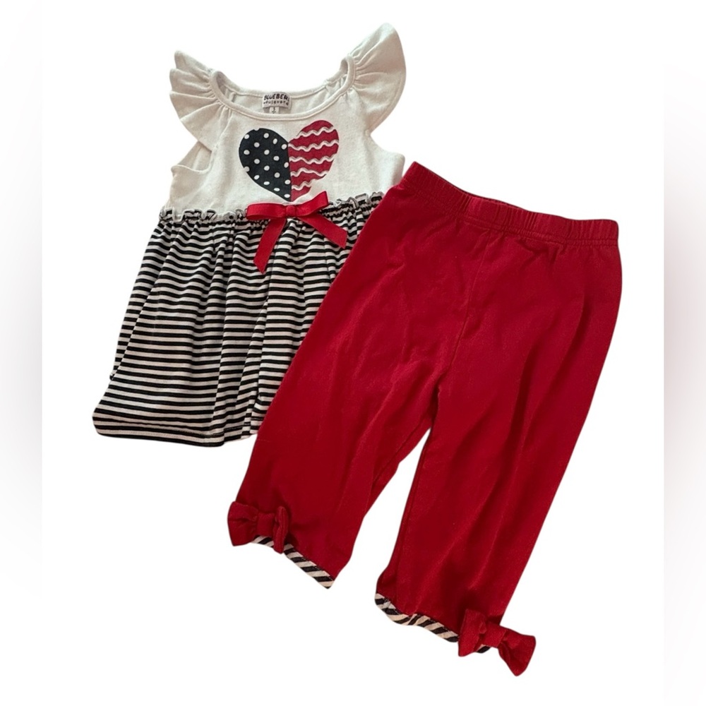 Girls 2 piece red,white & blue outfit